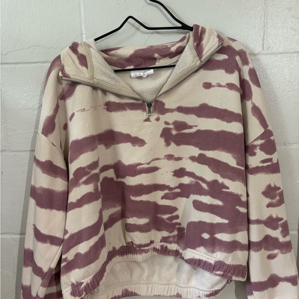 Olive & Oak Cream Cropped Polo Sweatshirt